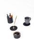 Polo Leather Desktop Set 4 Pieces Wooden Detailed With Gold Pen